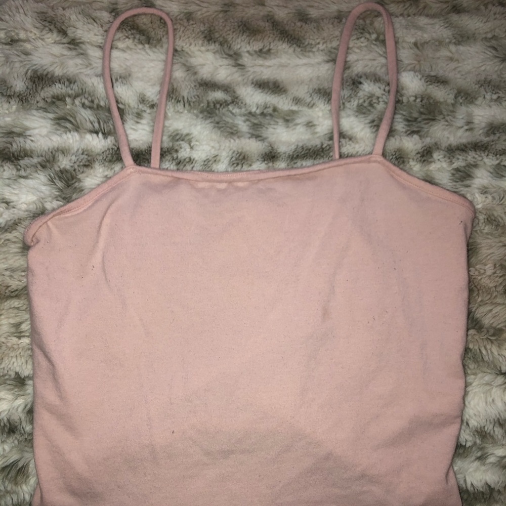 cropped pink tank top